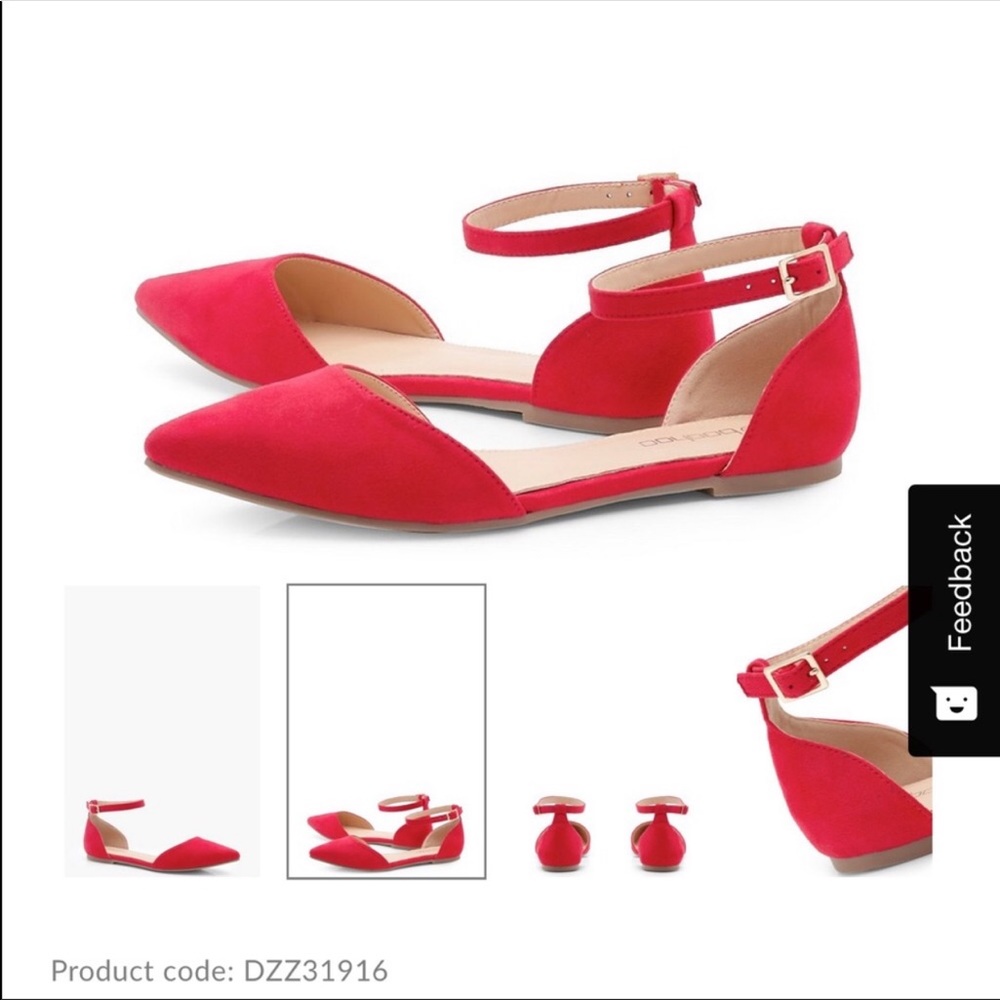 Two part pointed red flats